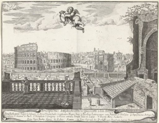 View of the Colosseum and the Arch of Constantine