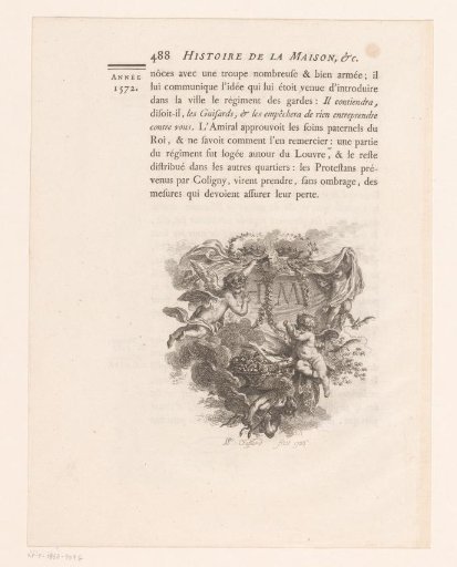 Allegorical representation with cherubs, crowns and floral garlands