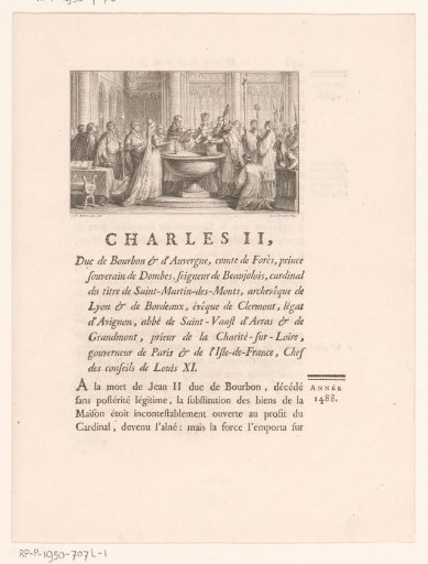 Archbishop Charles II de Bourbon baptizing a child