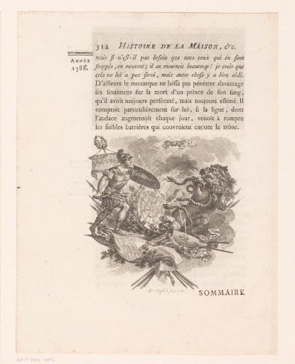Allegorical representation with soldier, lion and snakes
