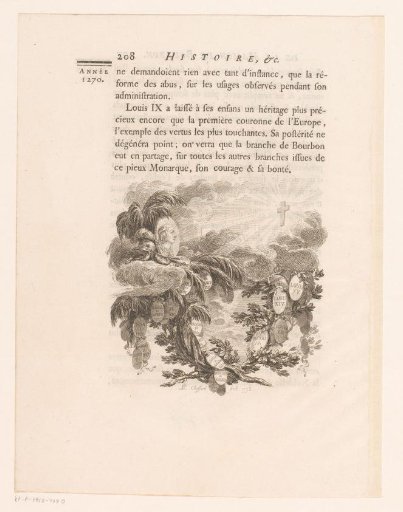 Allegorical representation with genealogical tree and shining cross