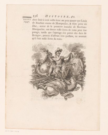 Allegorical representation with coats of arms and unicorn
