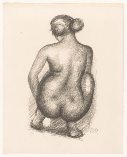 Crouching Naked Woman Seen from Behind