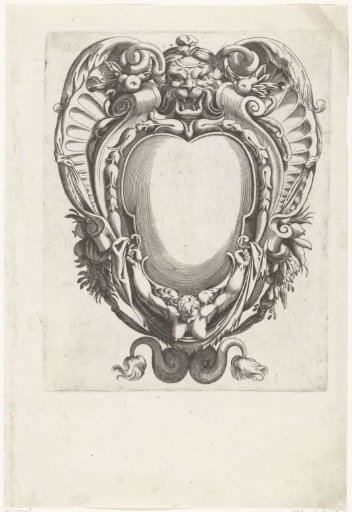 Cartouche with a winged mask at the top
