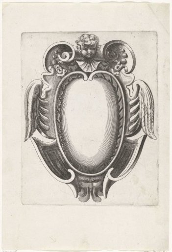 Cartouche with a child's head at the top