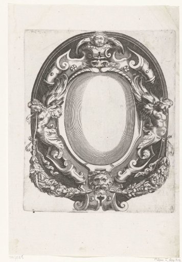 Cartouche with a little cherub and winged women