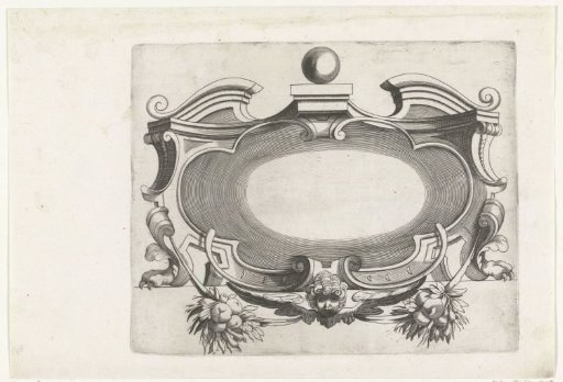 Cartouche in the form of a broken pediment