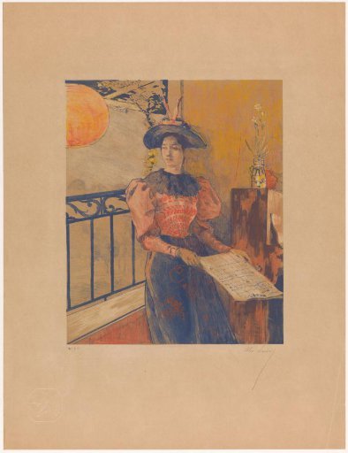 Standing woman with sheet music in her hands