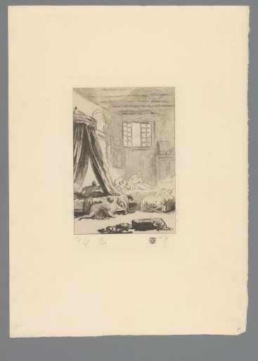 Reproduction of a Print after a Drawing of an Interior with a Cradle