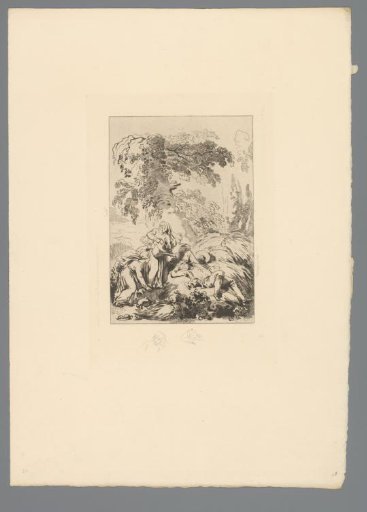 Reproduction of a Print after a Drawing of Two Nuns with a Sleeping Man