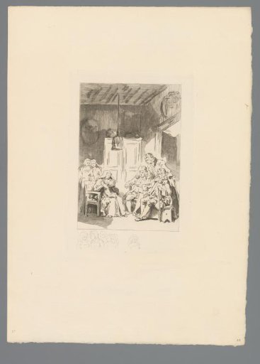 Reproduction of a Print after a Drawing of a Group of Three Nuns and Three Men
