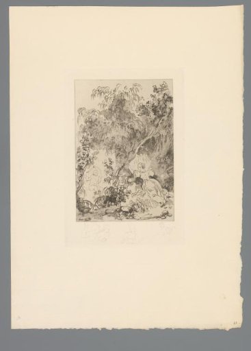 Reproduction of a Print after a Drawing of a Woman Spying on a Naked Man