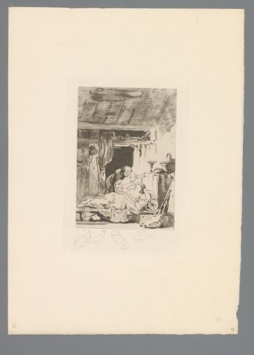 Reproduction of a Print after a Drawing of a Monk Bending Over a Lying Woman