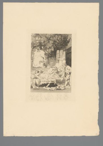 Reproduction of a Print after a Drawing of a Young Couple Caught by Their Parents