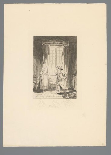 Reproduction of a Print after a Drawing of an Interior with a Woman and a Man