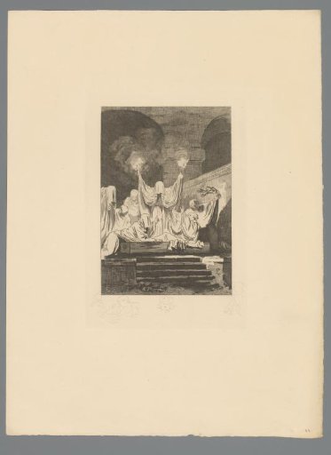 Reproduction of a Print after a Drawing of Veiled Figures with Torches