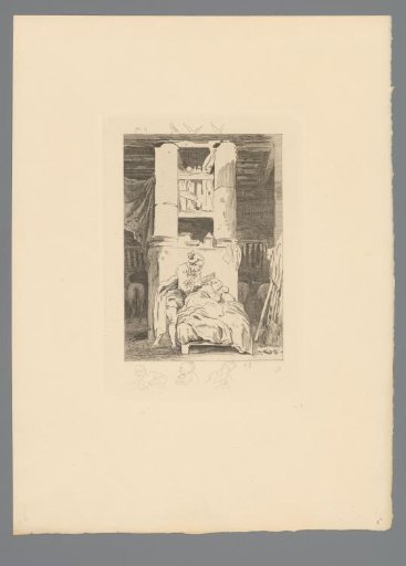 Reproduction of a print after a drawing of King Agiluf cutting a lock of hair