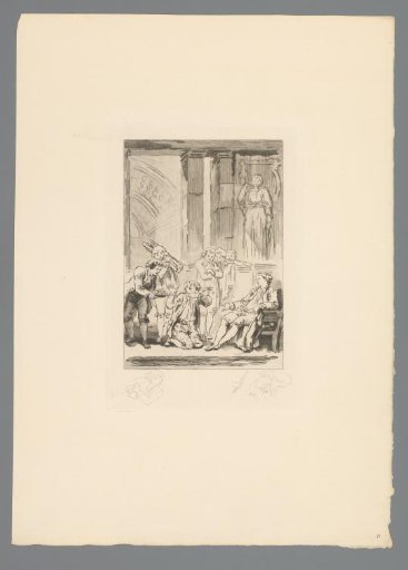 Reproduction of a Print after a Drawing of a Man Kneeling before a Man in a Chair