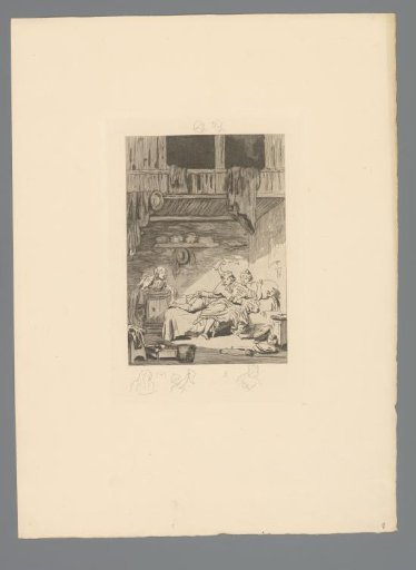Reproduction of a print after a drawing of a shoemaker and his creditor