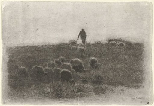 Shepherd with Flock of Sheep