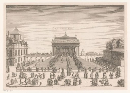 View of the canopy with the royal thrones on the Faubourg Saint-Antoine in Paris
