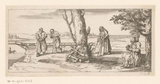 Various Figures with Crutches in a Landscape