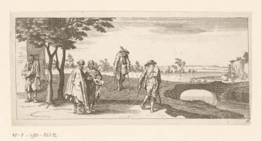 Beggars and Figures with Crutches by a Bridge