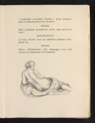 Reclining nude woman, seen from behind, leaning on an arm
