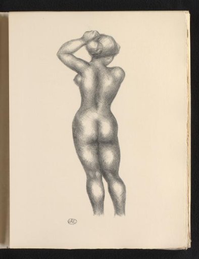 Standing nude woman, seen from behind