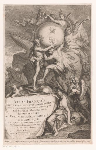 Hercules places a globe on the shoulders of Atlas