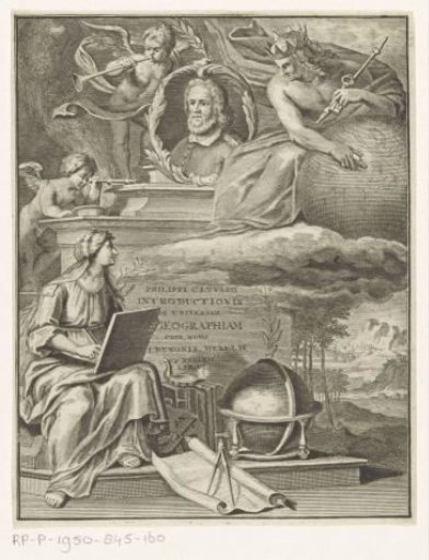 Portrait of Philipp Cluver and a writing woman