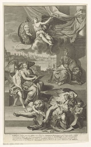 Allegory on the history of Great Britain with the portrait of Isaac de Larrey