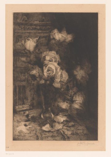 Vase with roses on a table
