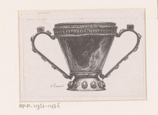 Vase with two ears inlaid with gemstones