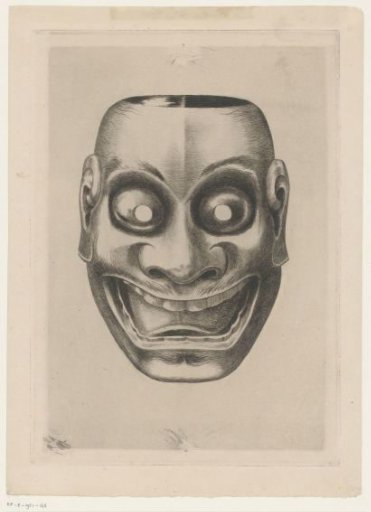 Japanese Theatre Mask of Lacquered Wood