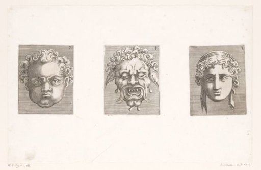 Three grotesque masks