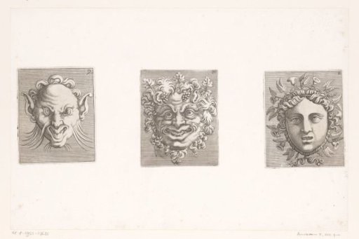 Three grotesque masks