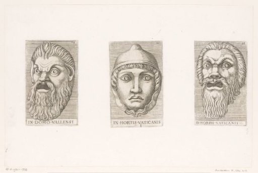 Three antique masks