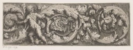 Frieze with arabesques and putti, seen from the back