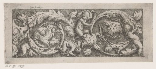 Frieze with arabesques and four putti