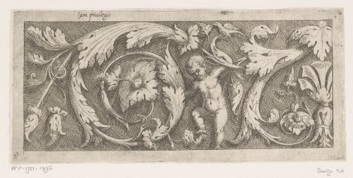 Frieze with arabesques and a putto