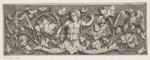 Frieze with arabesques, eagles and a putto ending in ornament