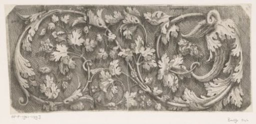 Frieze with arabesques and an ornamental head with a beard