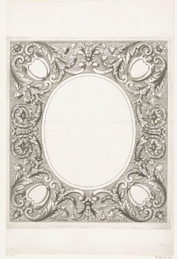 Ceiling decoration with a blank oval field in the center