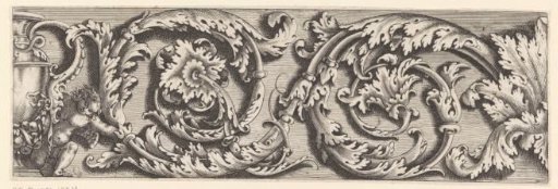 Vines with acanthus leaves and a putto with a vase