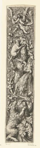 Pilaster decoration with animals and two children
