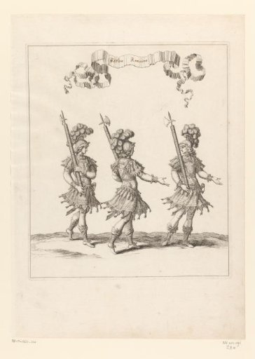 Three footmen with fasces in Roman costume