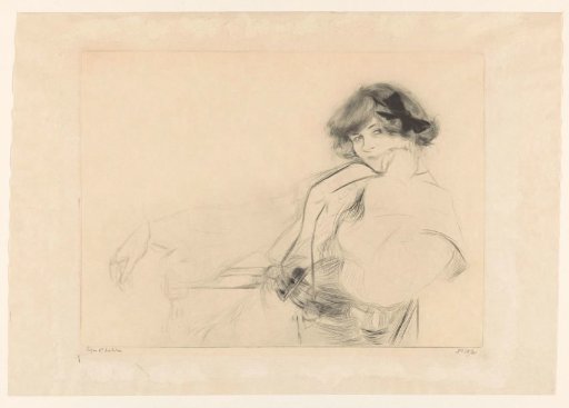 Young Woman with a Bow in Her Hair Sitting on a Chair