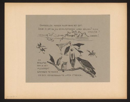 Text page with various bird species at the mouse hole where the wryneck disappeared