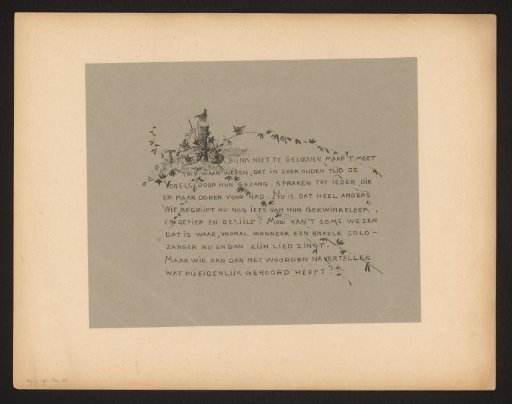 Text plate with a wren on a pole